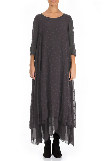 Vintage Violet Dotty Silk Maxi Dress 1