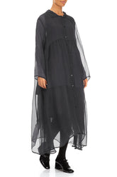 Long Black Silver Silk Chiffon Jacket 3