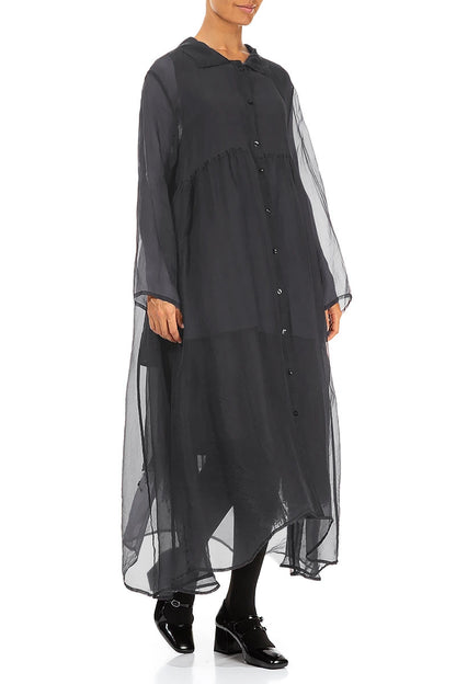 Long Black Silver Silk Chiffon Jacket 3
