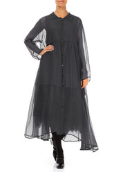 Long Black Silver Silk Chiffon Jacket 4