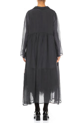 Long Black Silver Silk Chiffon Jacket 2