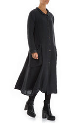 Long Buttonline Graphite Mélange Linen Jacket 3