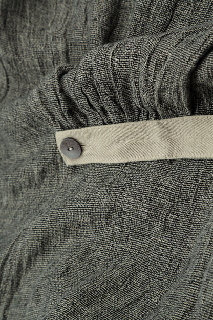 Long Buttonline Olive Grey Mélange Linen Jacket