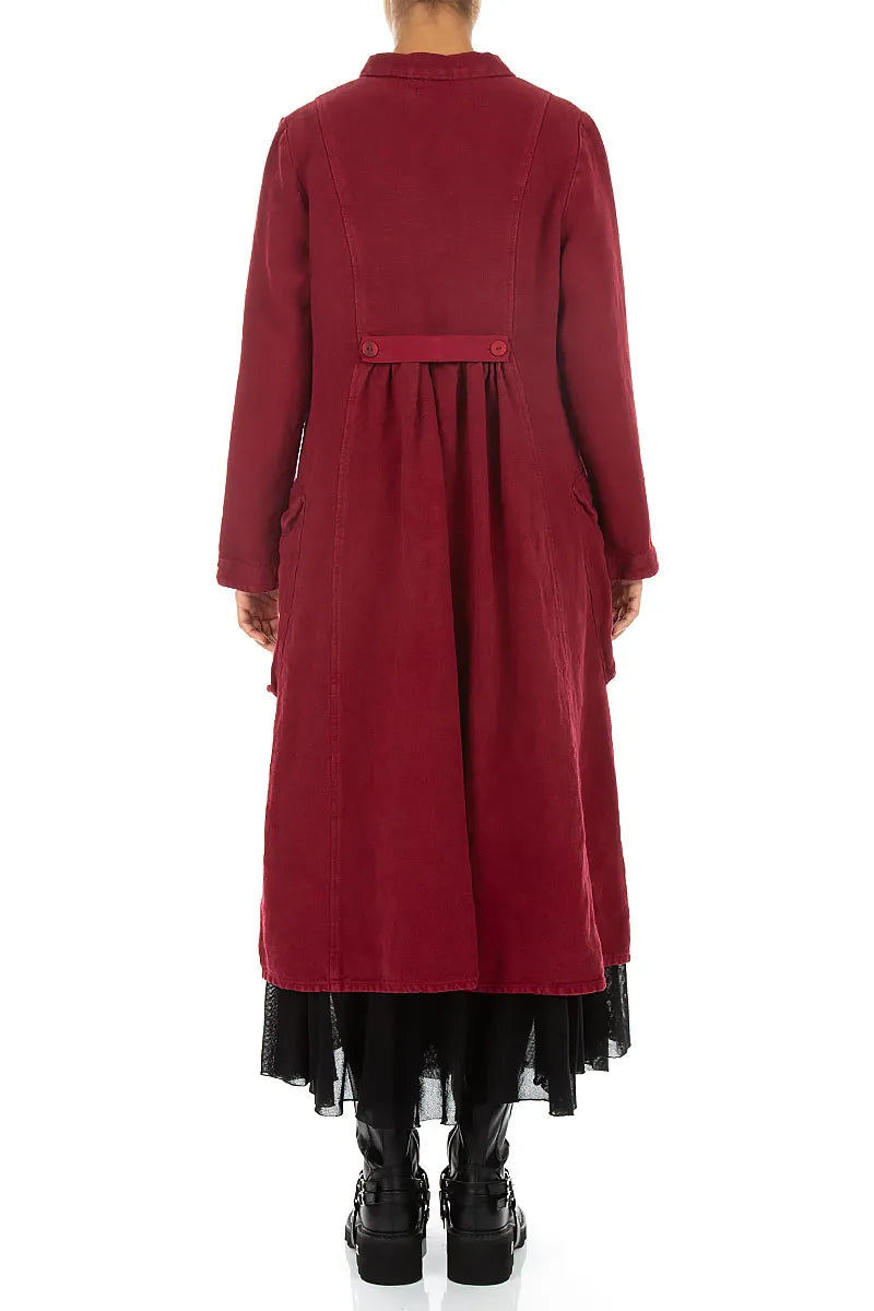 Long Buttonline Ruby Heavy Linen Jacket
