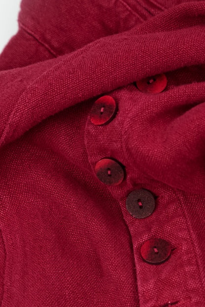 Long Buttonline Ruby Heavy Linen Jacket