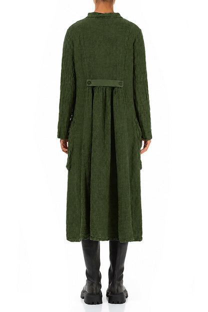 Long Buttonline Shamrock Green Mélange Linen Jacket