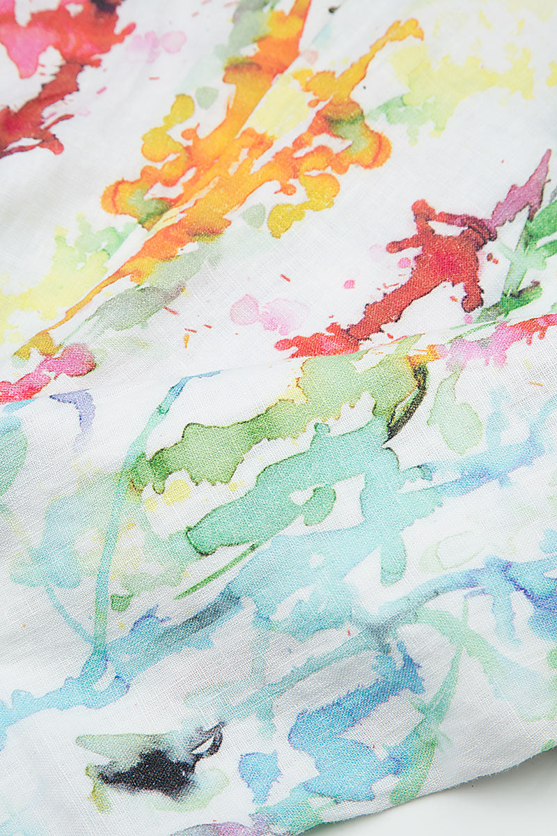 Long Colour Splash Linen Shirt 5