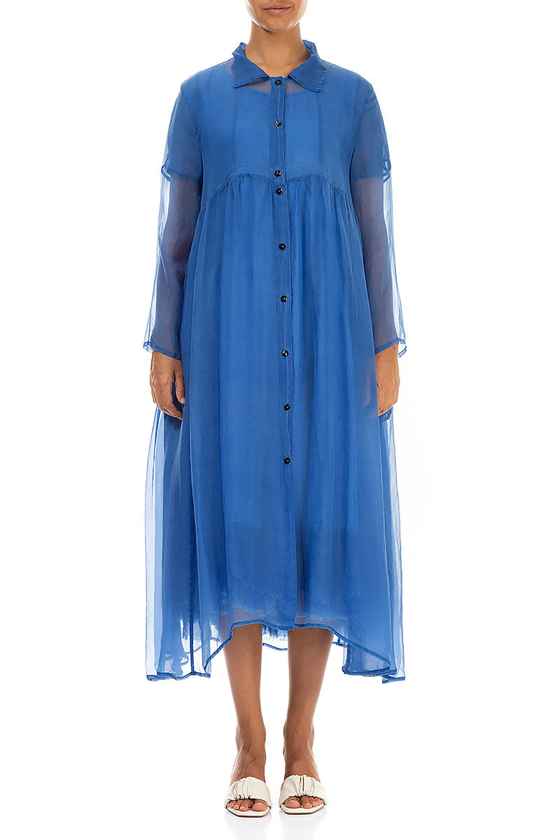 Long Cornflower Silk Chiffon Jacket 1