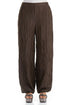 Long Crinkled Brown Silk Linen Trousers 1