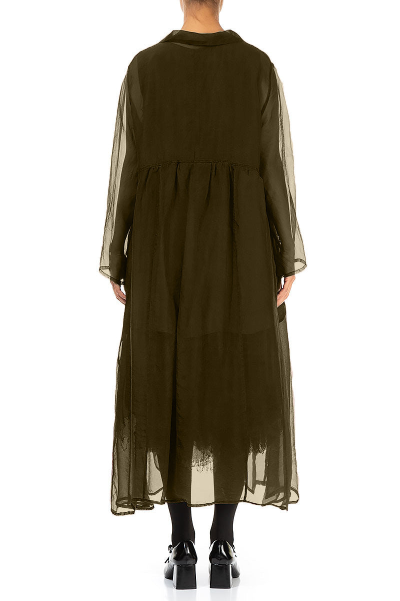 Long Forest Mist Silk Chiffon Jacket 2