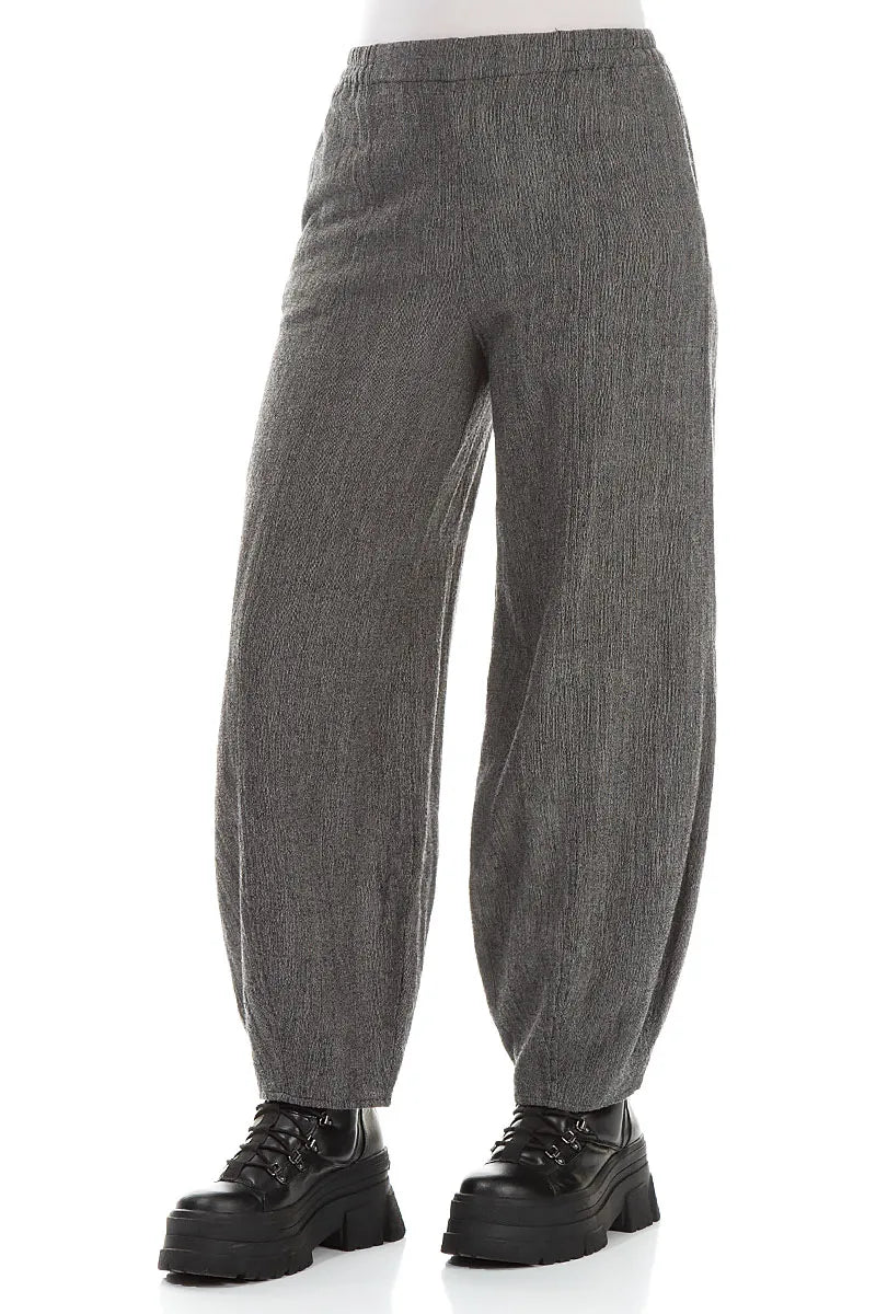 Long Grey Pure Wool Trousers