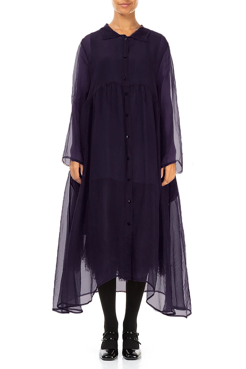 Long Royal Purple Silk Chiffon Jacket 1
