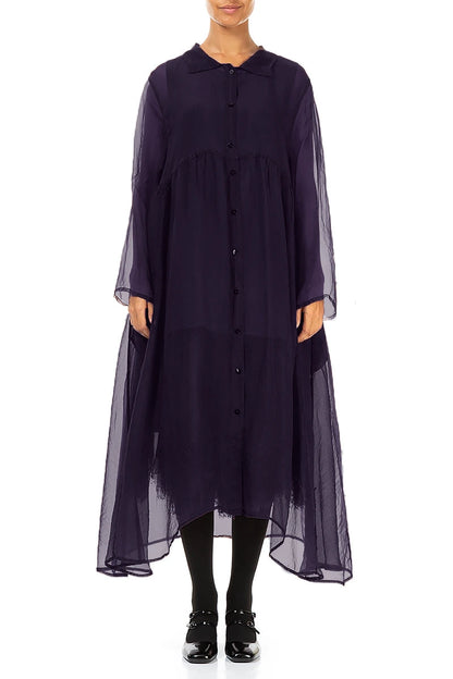Long Royal Purple Silk Chiffon Jacket 1