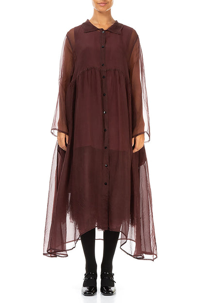 Long Merlot Silk Chiffon Jacket 1