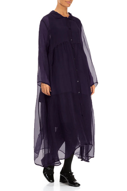 Long Royal Purple Silk Chiffon Jacket 3
