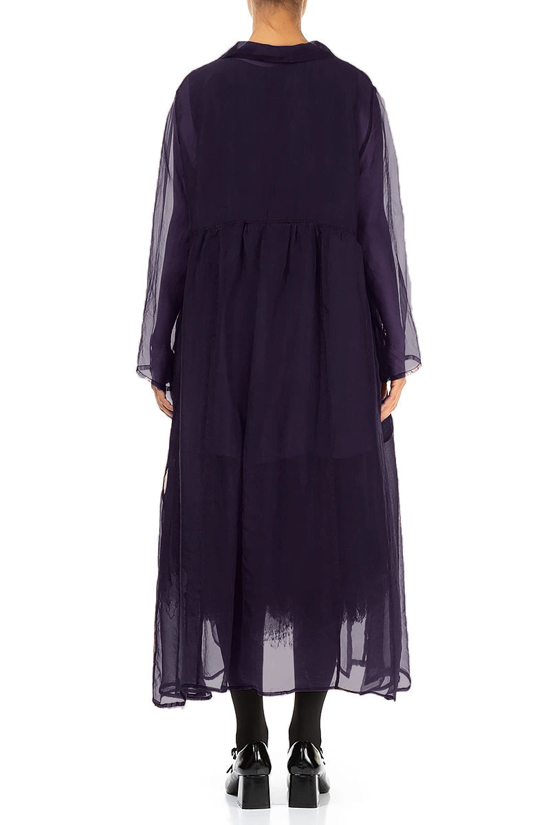Long Royal Purple Silk Chiffon Jacket 2