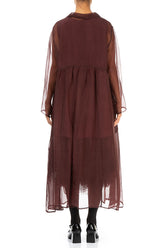 Long Merlot Silk Chiffon Jacket 2
