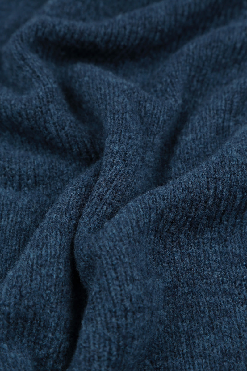 Long Open Blue Wool Cardigan