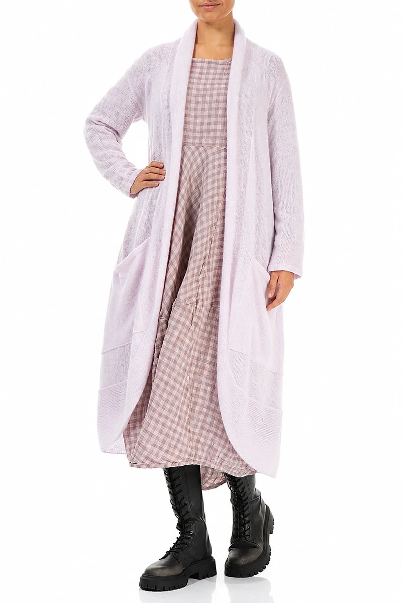 Long Open Light Pink Wool Cardigan 4