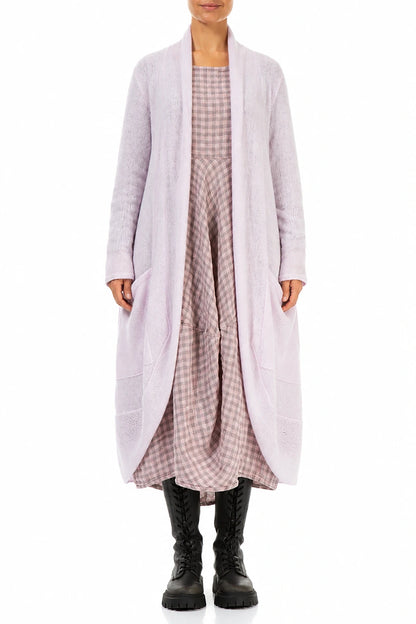 Long Open Light Pink Wool Cardigan 1