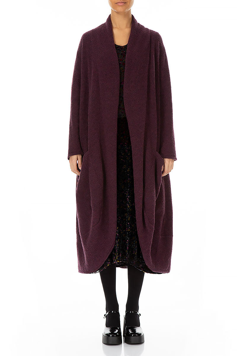 Long Open Mulberry Wool Cardigan 1