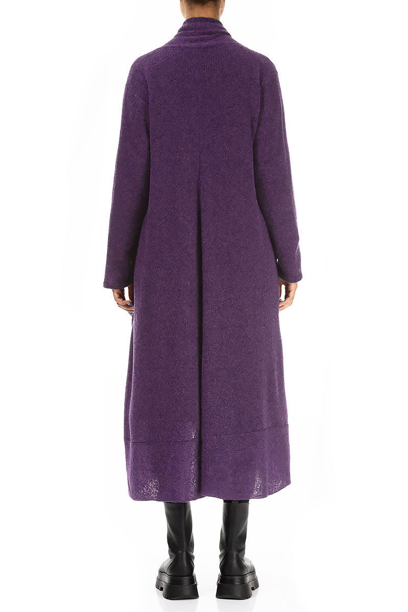 Long Open Purple Wool Cardigan 2