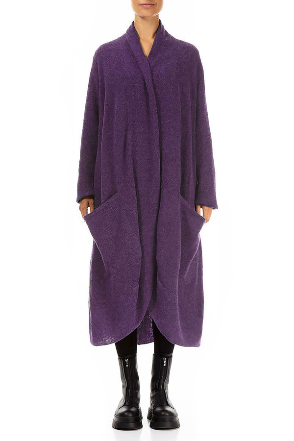 Long Open Purple Wool Cardigan 1