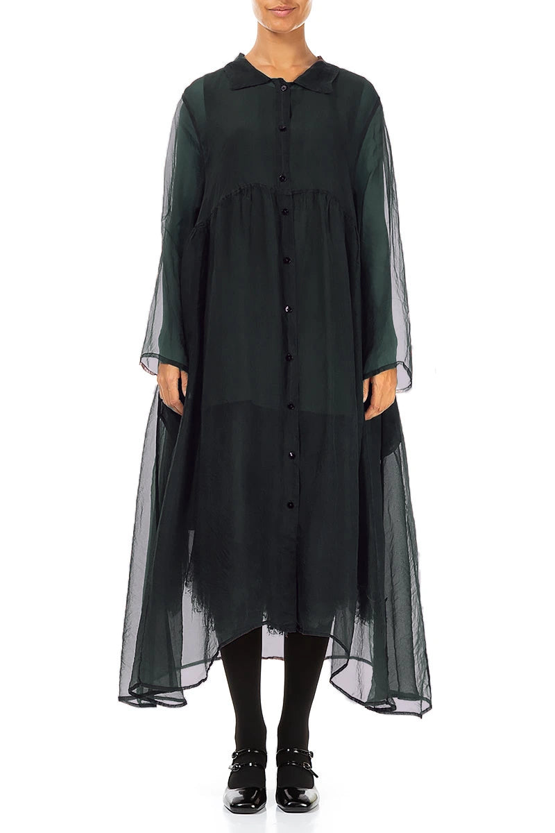 Long Peacock Silk Chiffon Jacket 1