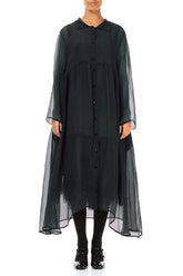 Long Peacock Silk Chiffon Jacket 1