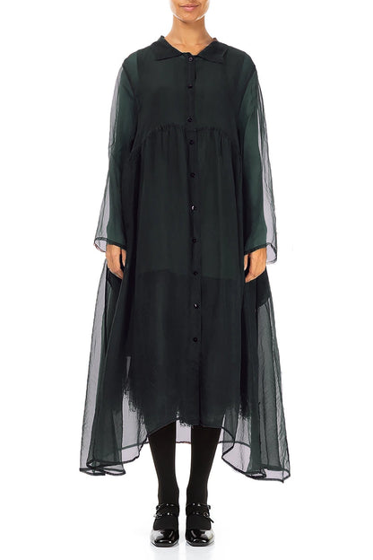 Long Peacock Silk Chiffon Jacket 1