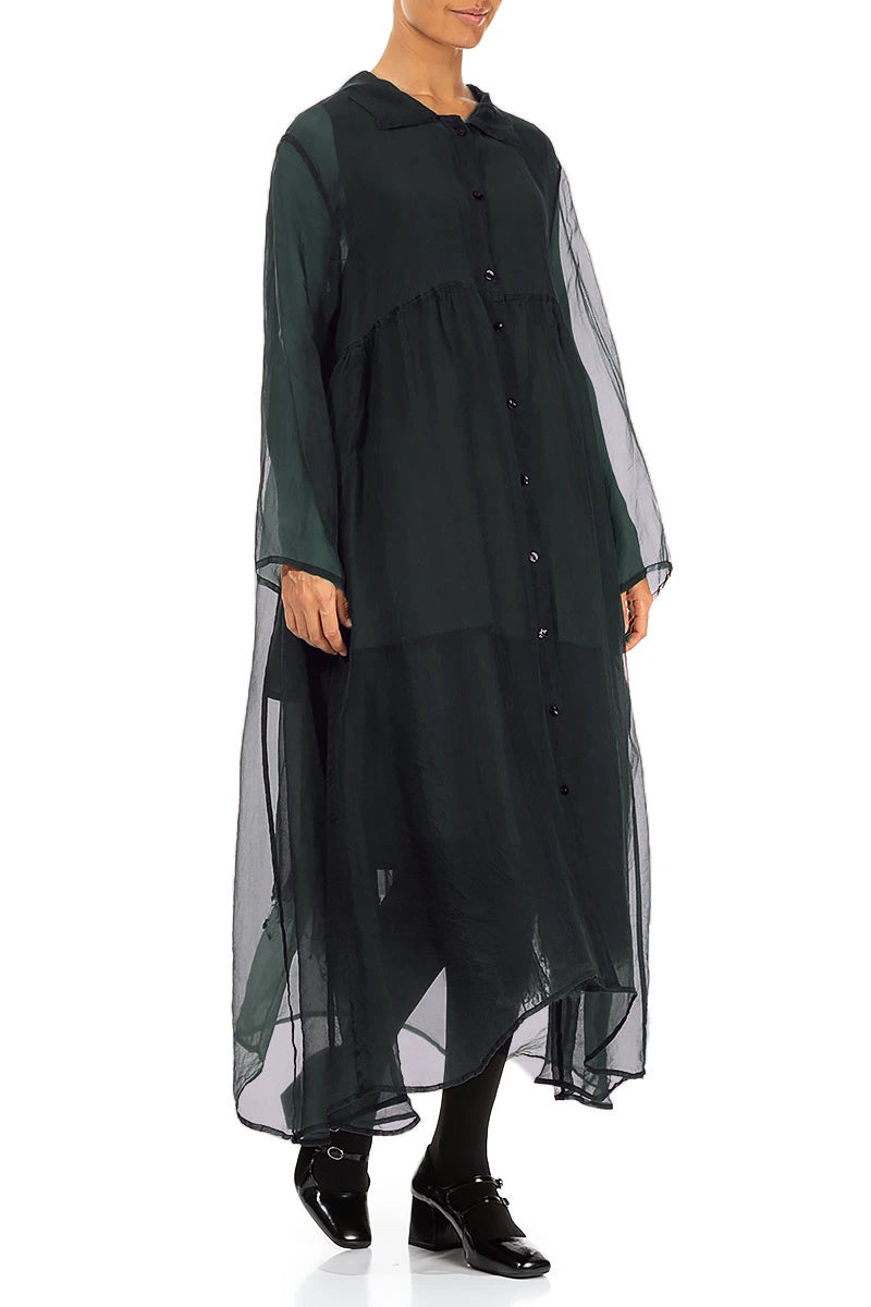 Long Peacock Silk Chiffon Jacket 3