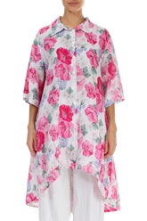 Long Peony Blossom Linen Shirt 1