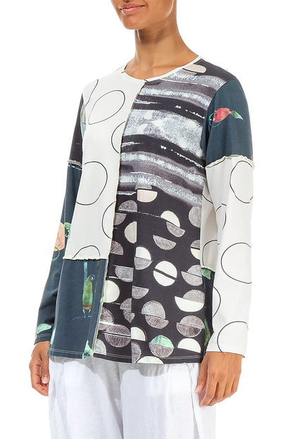 Long Sleeves Mixed Prints Cotton Blouse 3