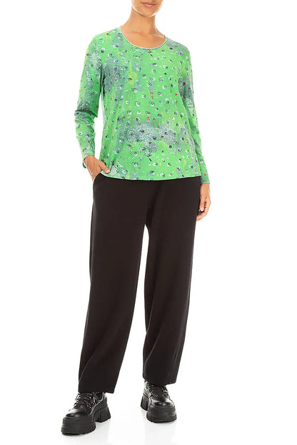 Pantalon long fuselé en jersey de coton noir