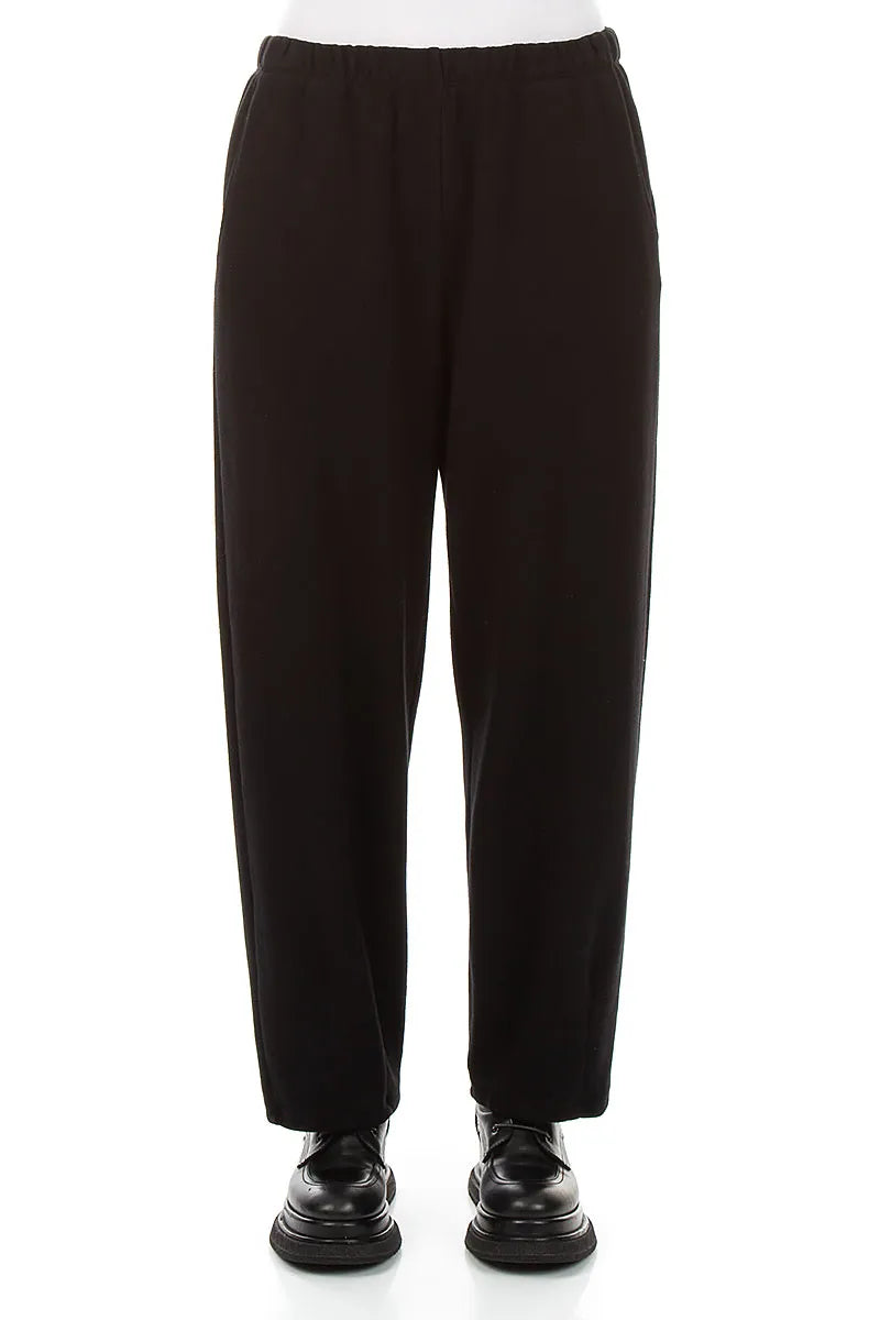 Pantalon long fuselé en jersey de coton noir