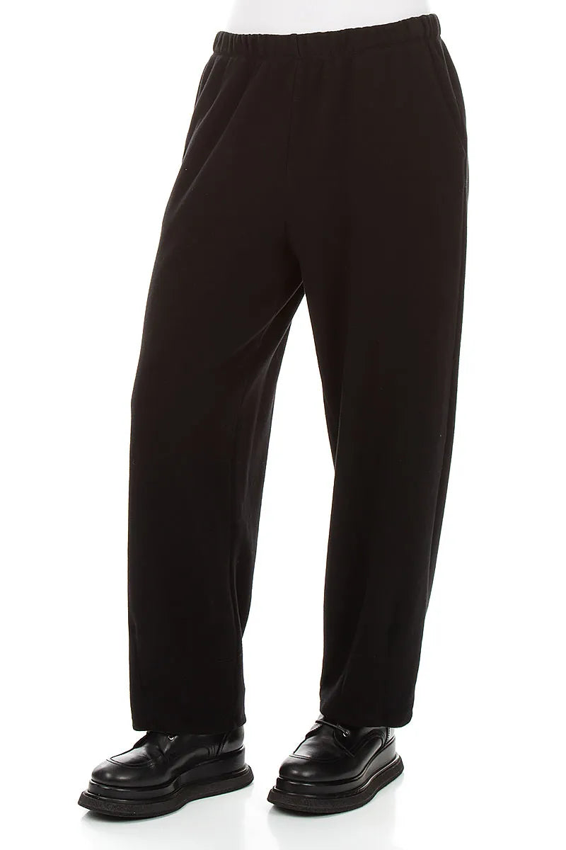 Pantalon long fuselé en jersey de coton noir