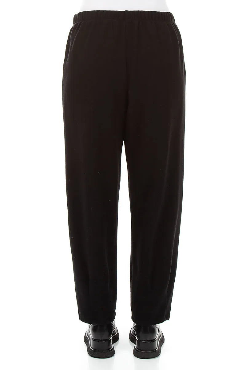 Pantalon long fuselé en jersey de coton noir