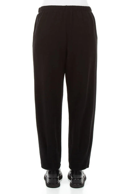 Pantalon long fuselé en jersey de coton noir