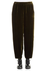 Long Taper Forest Mist Silk Velvet Trousers 1