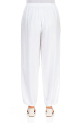 Taper White Silk Bamboo Trousers 2