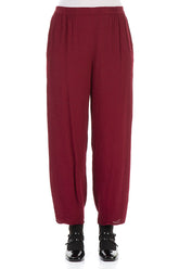 Long Tapered Claret Viscose Trousers 1