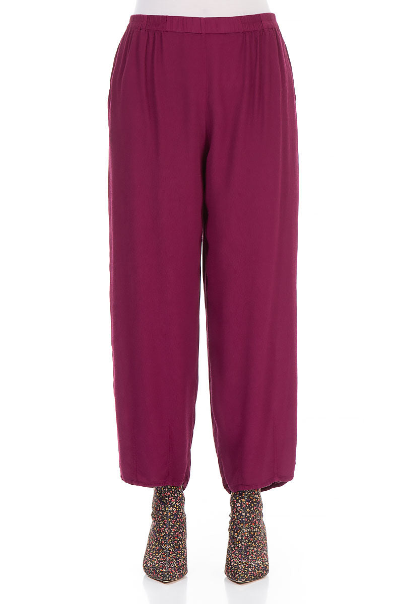 Tapered Claret Viscose Trousers 1