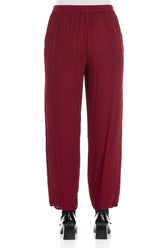 Long Tapered Claret Viscose Trousers 2