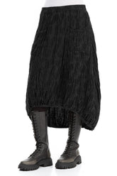 Longer Back Black Circle Silk Linen Skirt 3