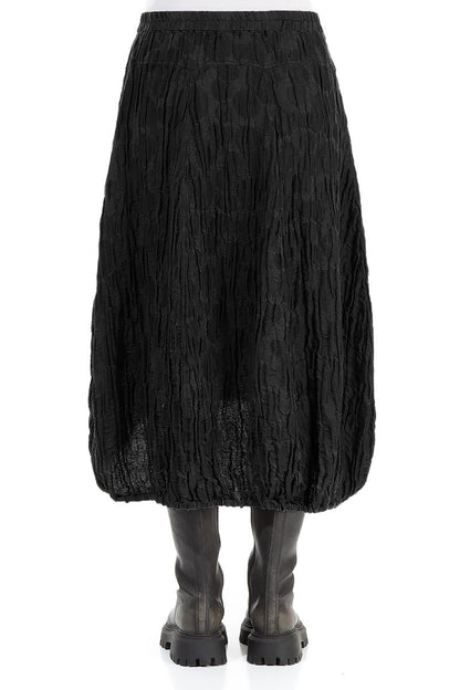 Longer Back Black Circle Silk Linen Skirt 2