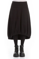 Longer Back Black Cotton Jersey Skirt 1