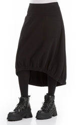 Longer Back Black Cotton Jersey Skirt 3