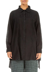 Longer Back Black Cotton Shirt 1