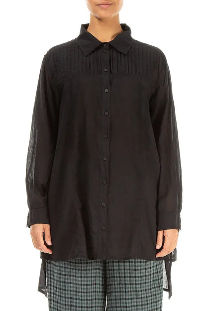 Longer Back Black Cotton Shirt 1
