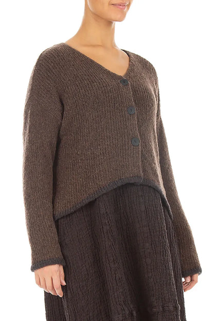 Longer Back Brown Wool Cardigan
